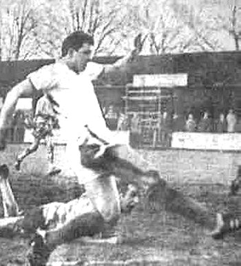 Steve King scores at Merthyr in the Trophy